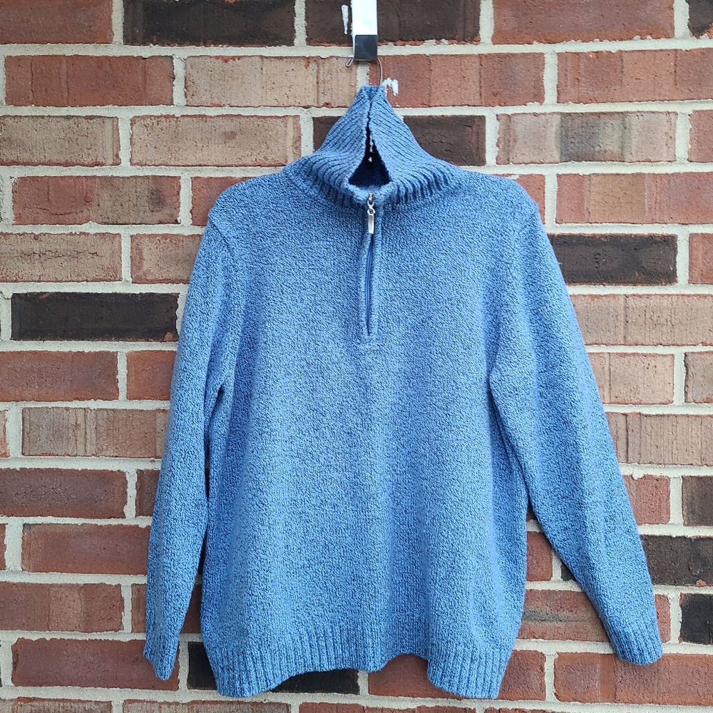 croft & barrow Blue Half-Zip Turtleneck Sweater